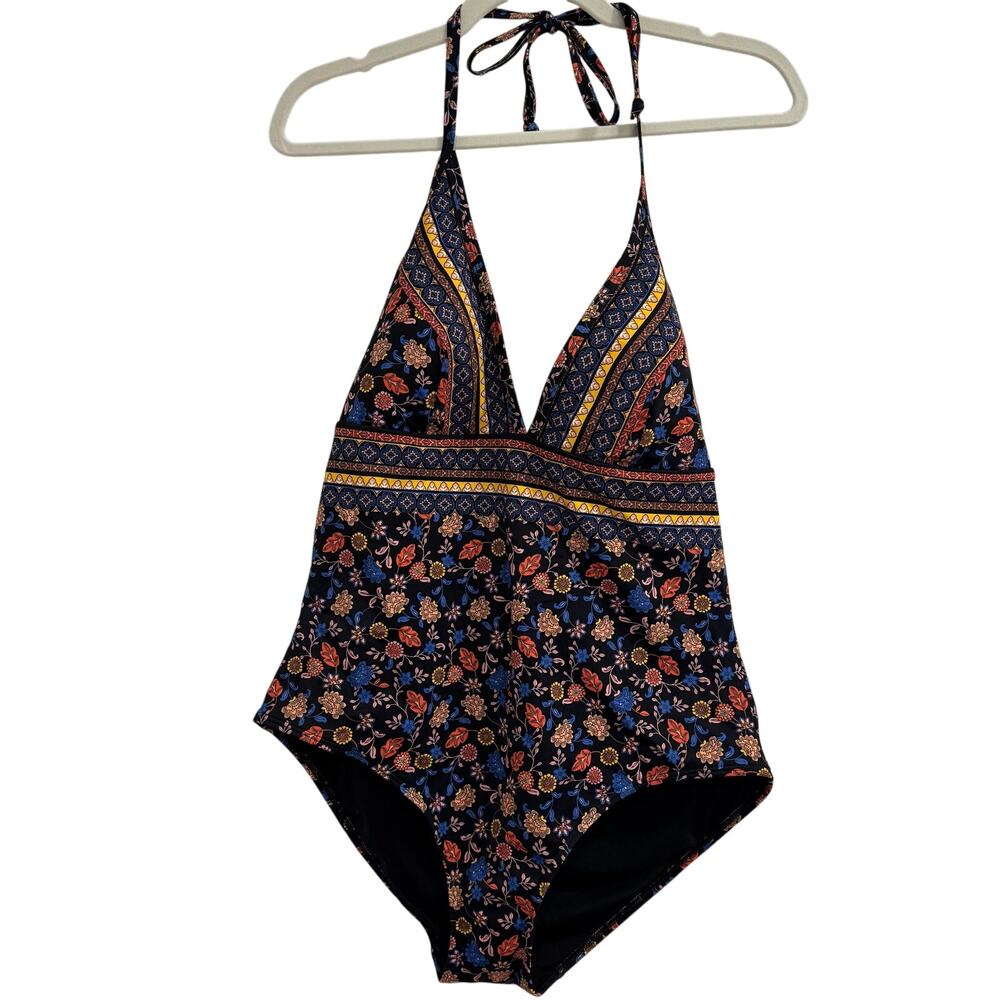 NWT Boden | 14R | Como string swimsuit black floral hard to find pattern